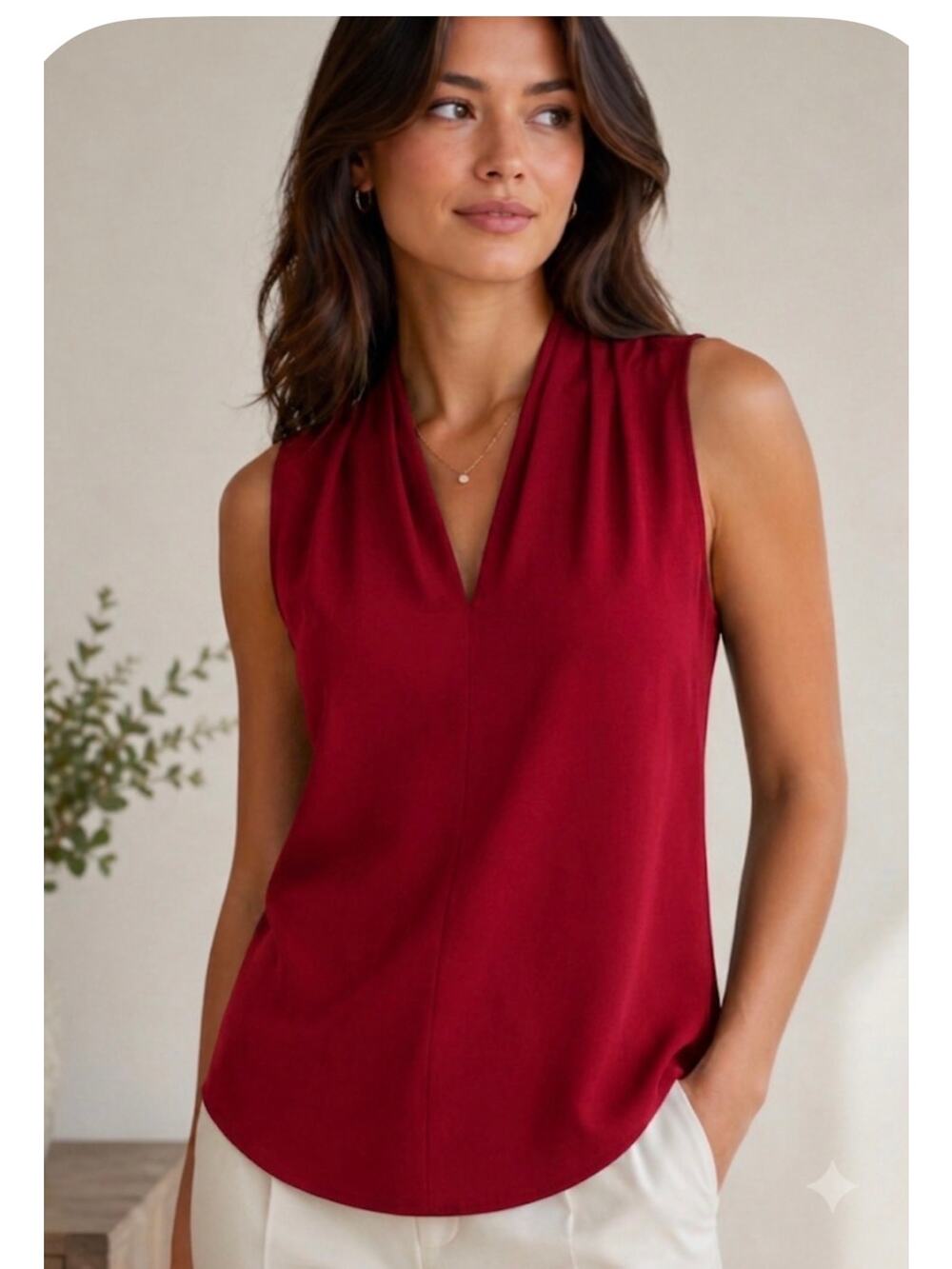 Iris Setlakwe Matte Jersey Sleeveless Top in Cherry Red L